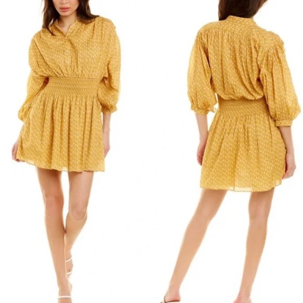 Rebecca Taylor Ikat Shirt Dress in Marigold Size Medium